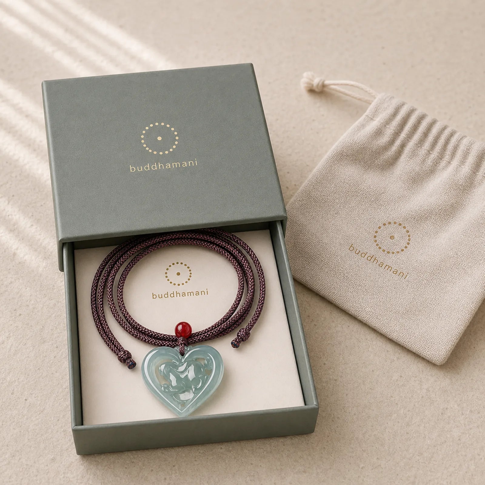 Natural Jade Love Heart Rabbit Luck Necklace Pendant featuring Jade
