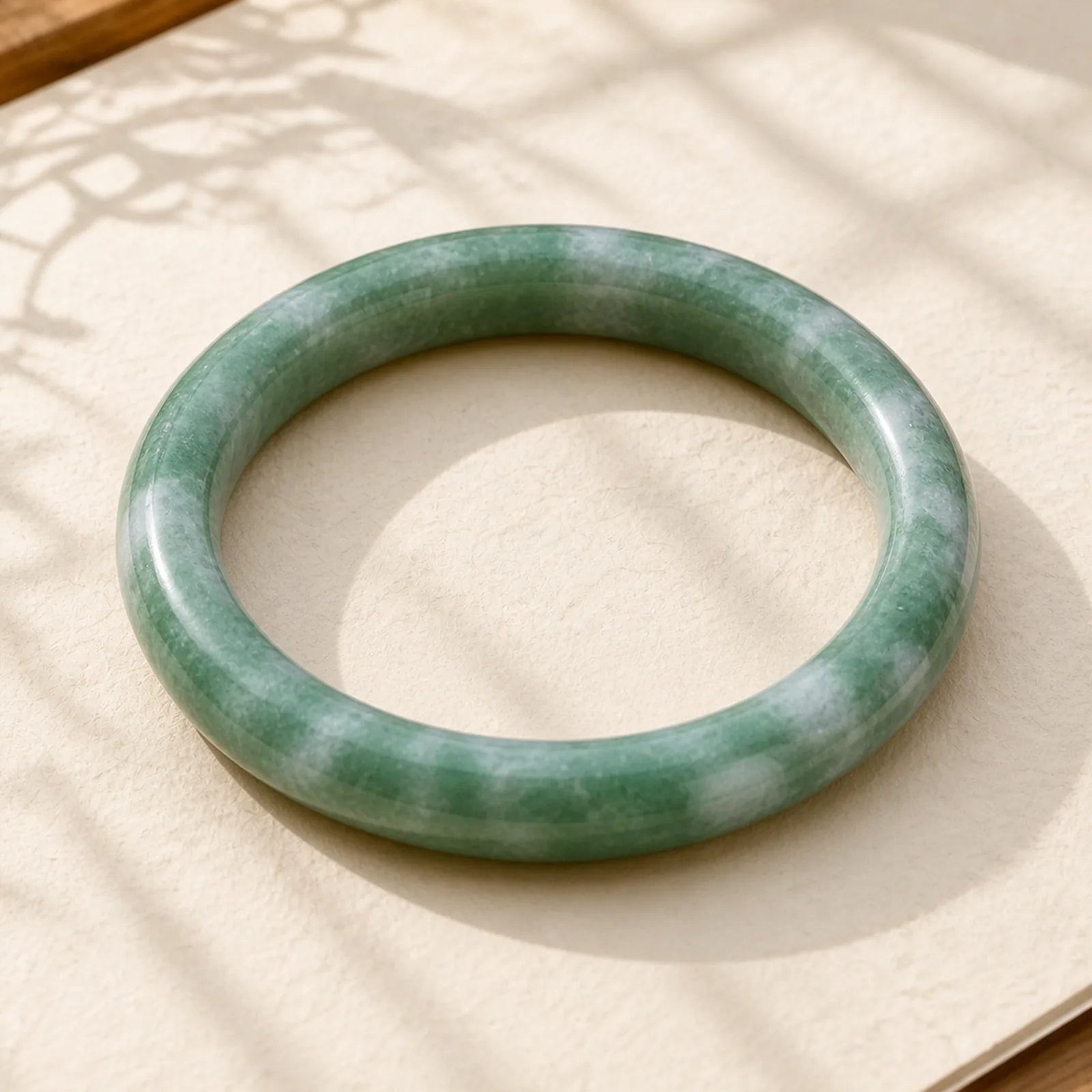 Natural Jade Luck Abundance Bangle Bracelet featuring Jade