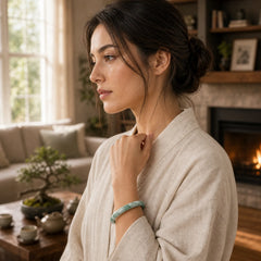 Natural Jade Luck Abundance Bangle Bracelet featuring Jade