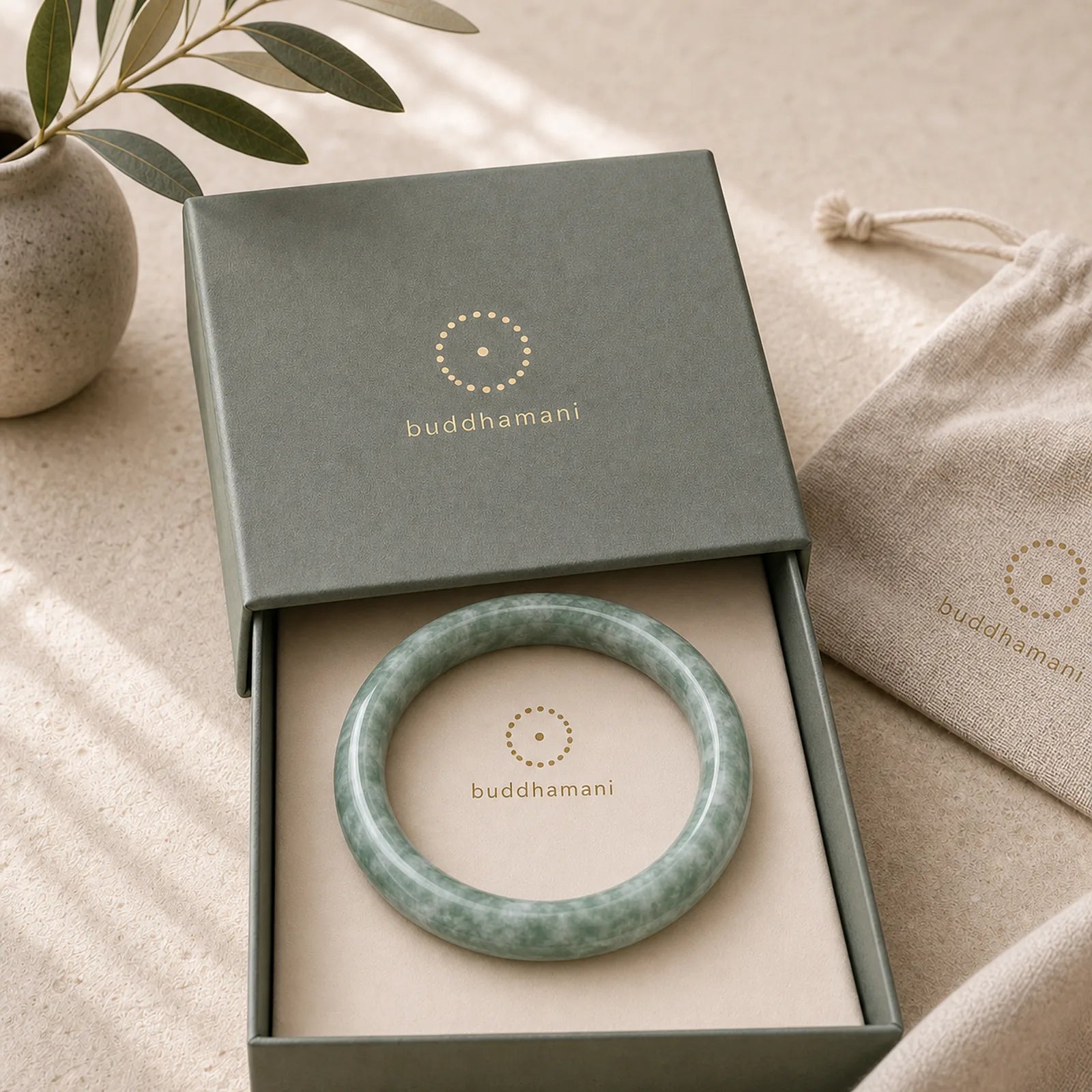 Natural Jade Luck Abundance Bangle Bracelet featuring Jade