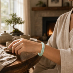 Natural Jade Luck Healing Prosperity Bangle Bracelet featuring Jade