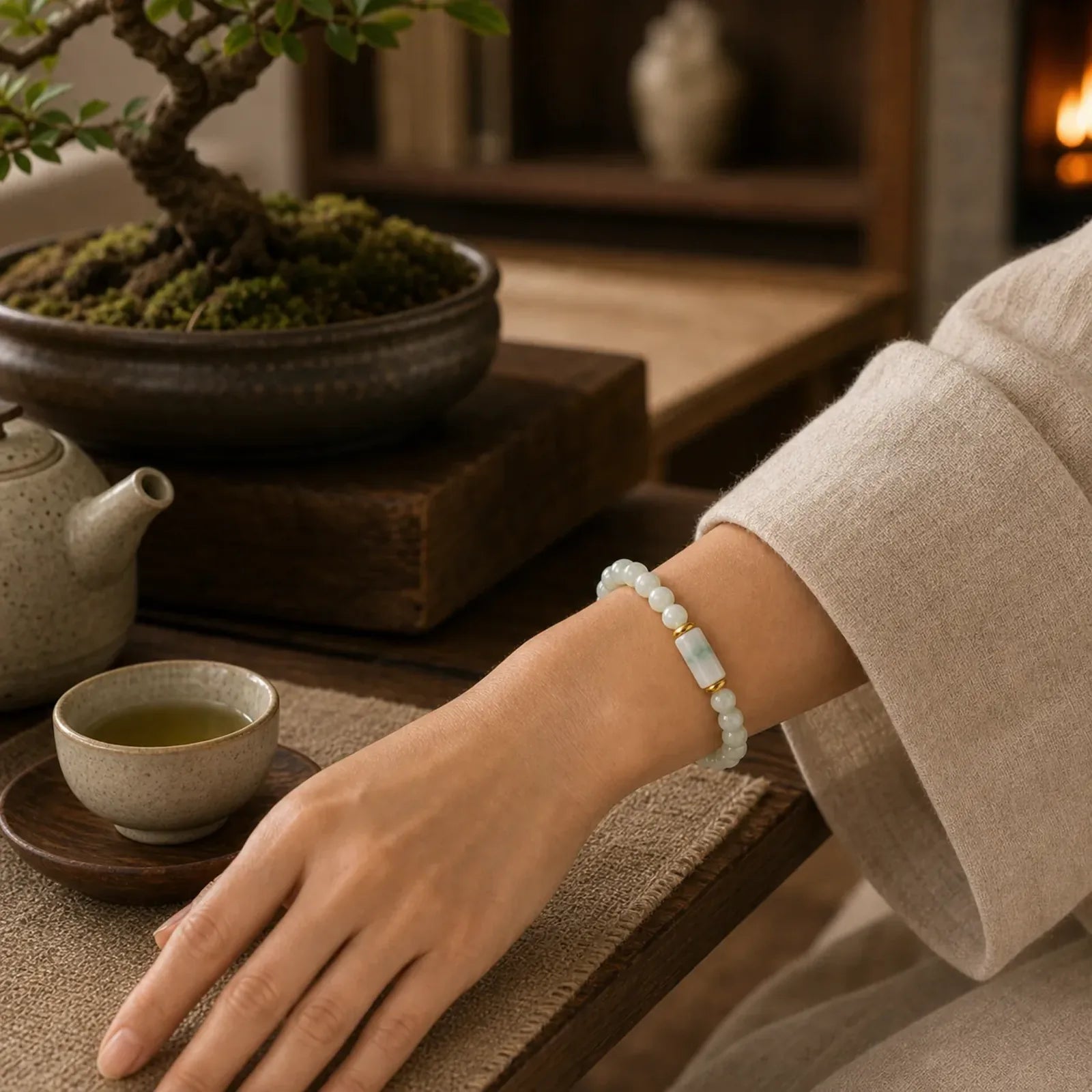 Natural Jade Luck Prosperity Bracelet featuring Jade, White Jade