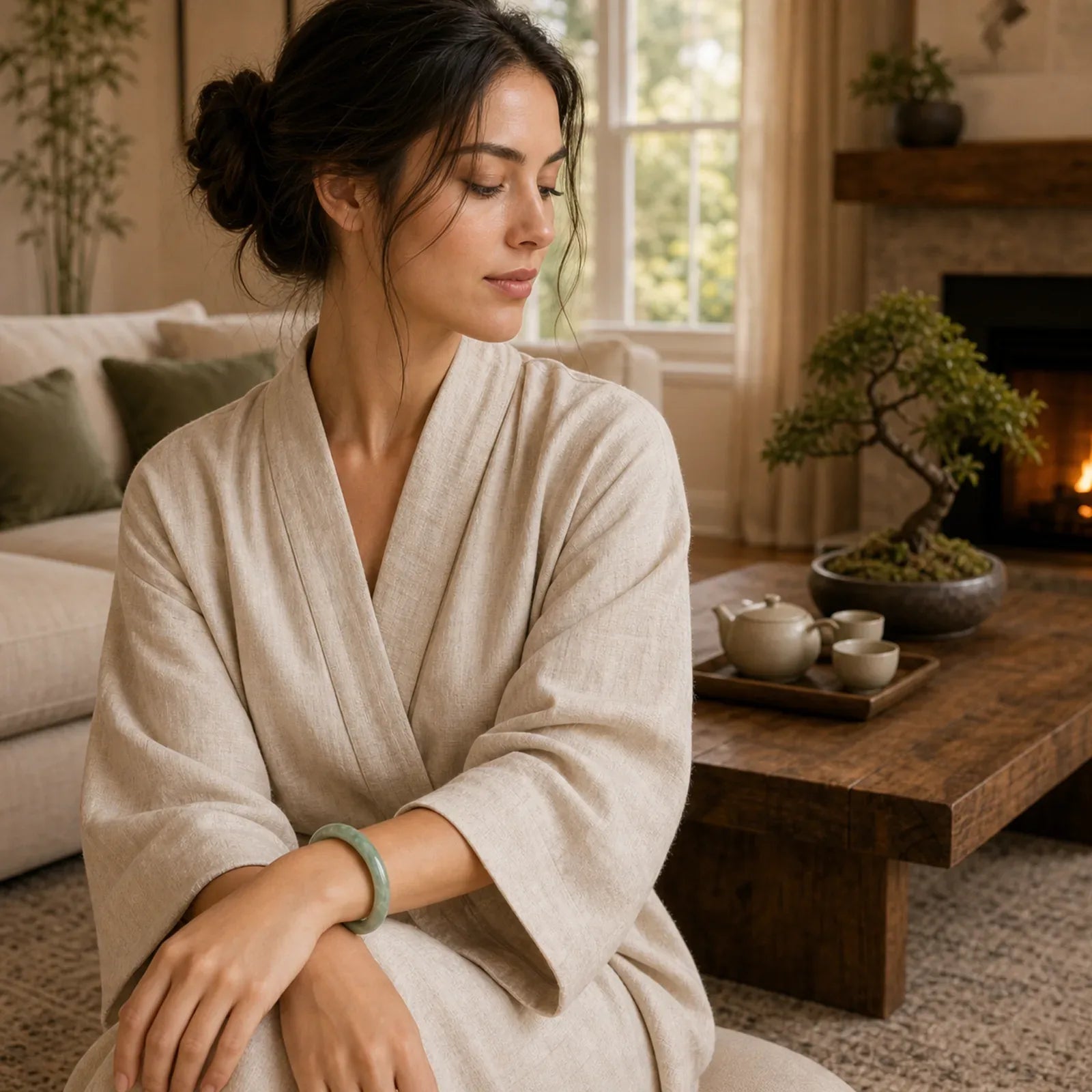 Natural Jade Luck Wealth Bangle Bracelet featuring Jade