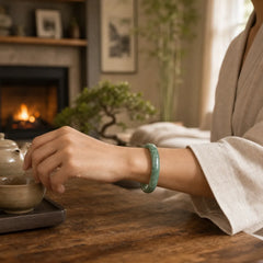 Natural Jade Luck Wealth Bangle Bracelet featuring Jade