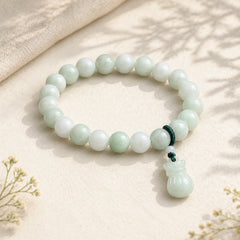 Natural Jade Money Bag Charm Luck Bracelet featuring Jade