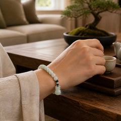 Natural Jade Money Bag Charm Luck Bracelet featuring Jade