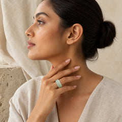 Natural Jade Om Mani Padme Hum Carved Prosperity Ring featuring Jade, Om Mani Padme Hum, Om