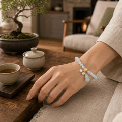 Natural Jade Pearl Gourd Prosperity Luck Bracelet featuring Jade, Pearl, Copper