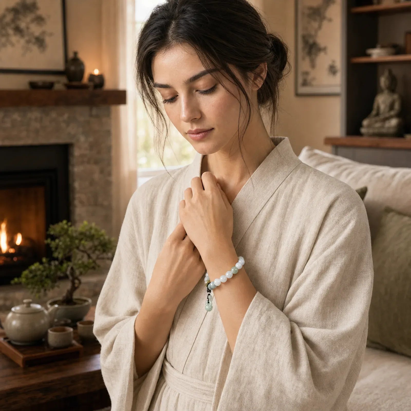Natural Jade Pi Xiu Buddha Gourd Apple Success Bracelet featuring Jade, Pixiu, White Jade