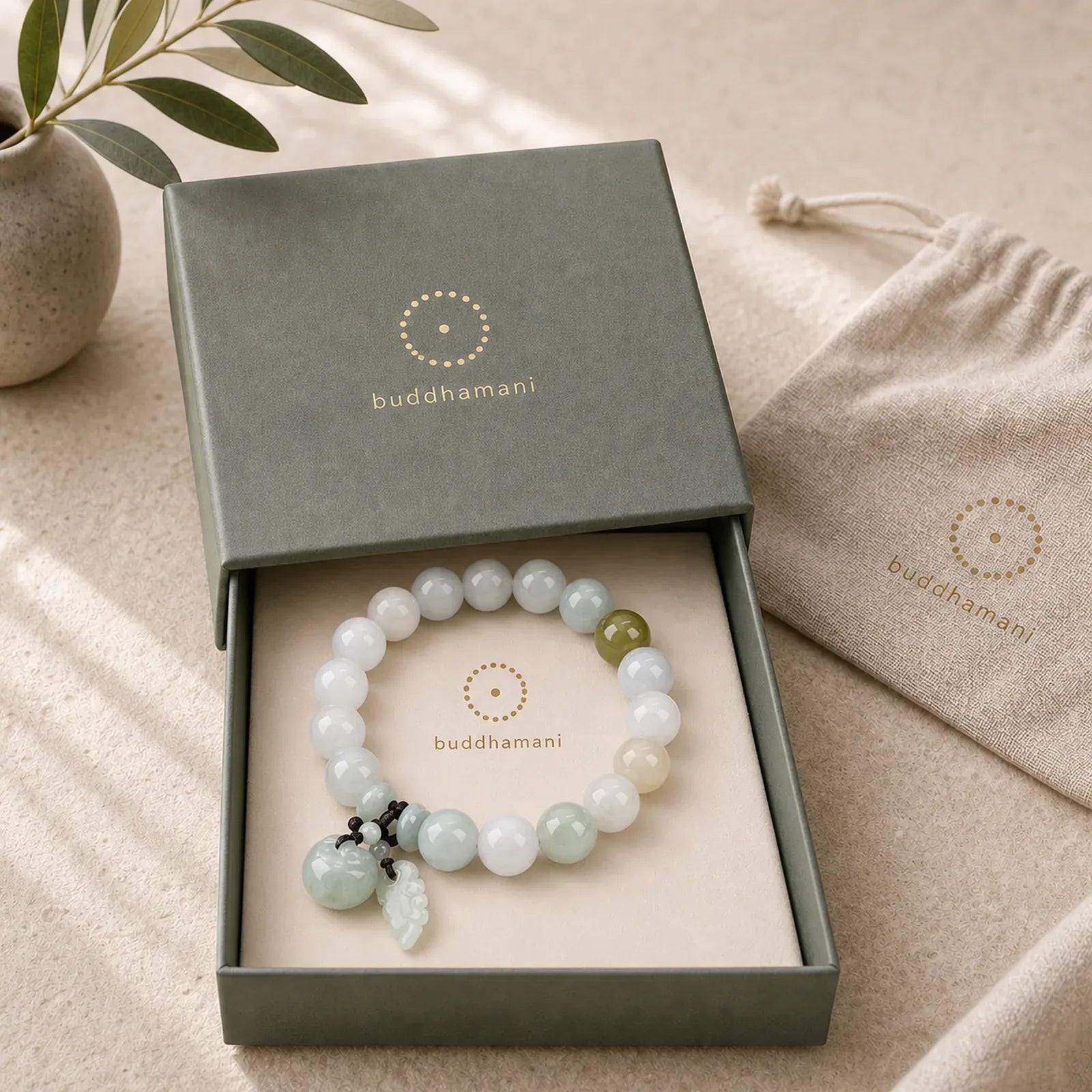 Natural Jade Pi Xiu Buddha Gourd Apple Success Bracelet featuring Jade, Pixiu, White Jade