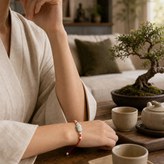 Natural Jade PiXiu Luck Bracelet featuring Jade, Pixiu, Red String