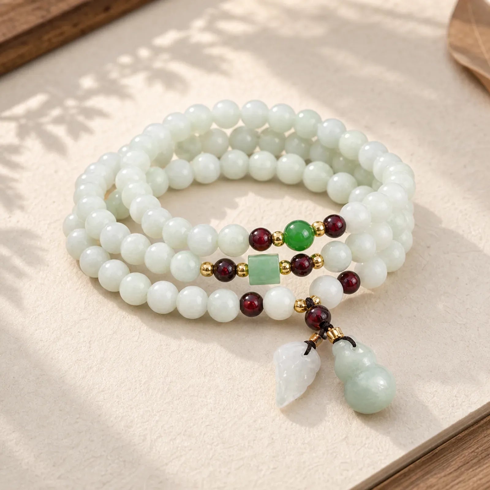 Natural Jade Pixiu Buddha Abundance Bracelet featuring Jade, Pixiu, Laughing Buddha