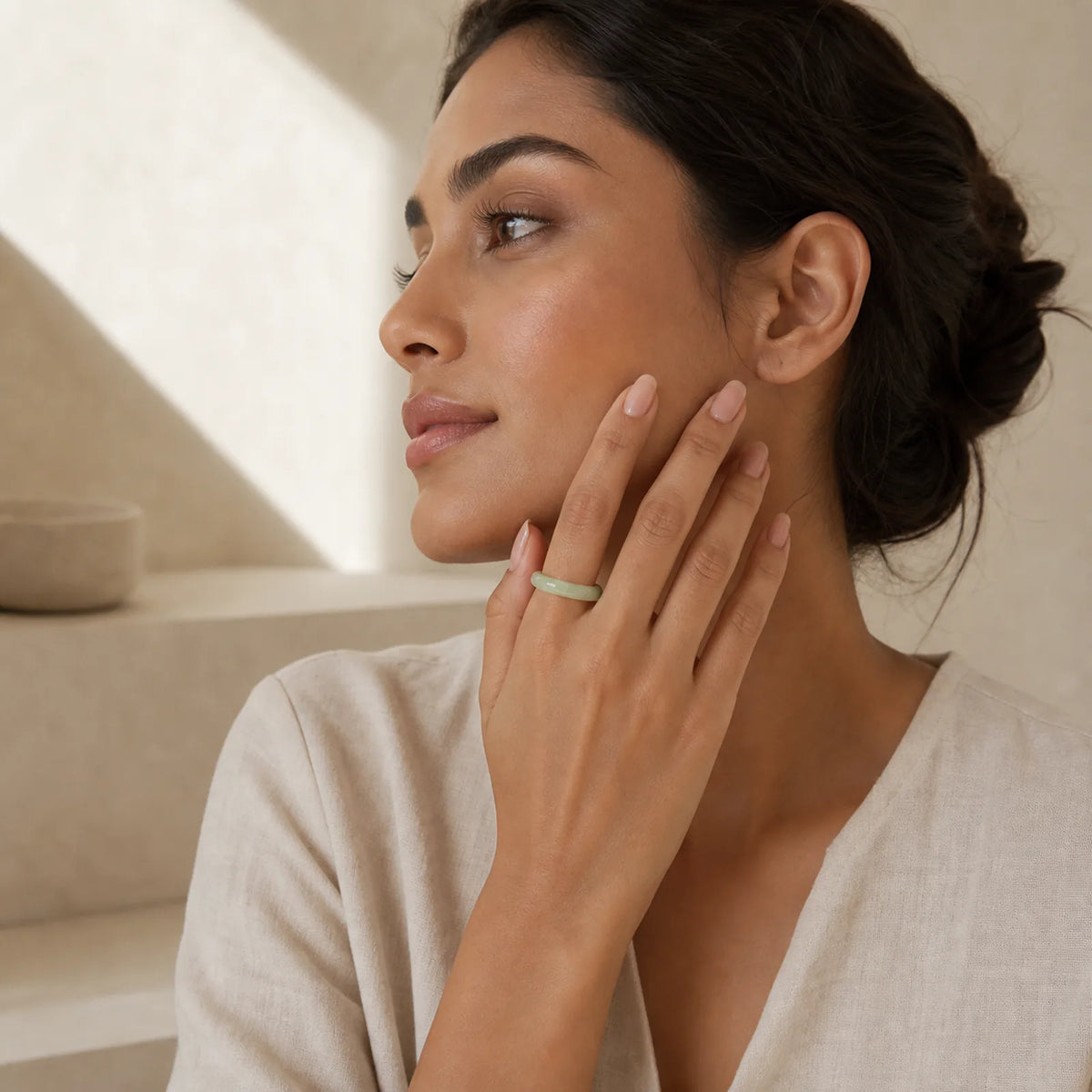 Natural Jade Prosperity Protection Ring featuring Jade