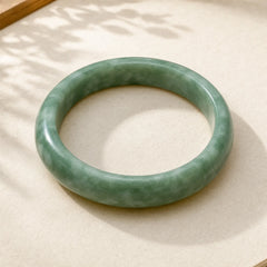 Natural Jade Simple Design Prosperity Cuff Bangle Bracelet featuring Jade