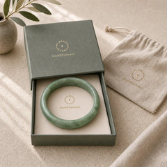 Natural Jade Simple Design Prosperity Cuff Bangle Bracelet featuring Jade