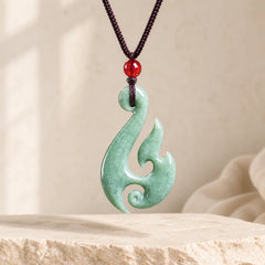 Natural Jade Spiral Abundance Pendant Necklace featuring Jade