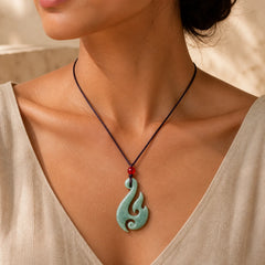 Natural Jade Spiral Abundance Pendant Necklace featuring Jade