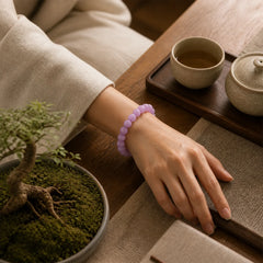 Natural Kunzite Love Spiritual Growth Bracelet featuring Kunzite, White Jade, Jade