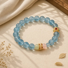 Natural Kyanite Healing Communication Bracelet featuring Kyanite, Jade, Copper