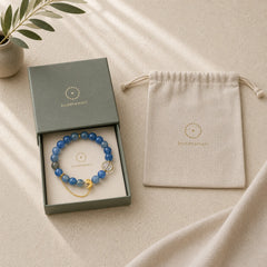 Natural Kyanite Labradorite White Crystal Crescent Moon Communication Bracelet featuring Kyanite, Labradorite, Clear Quartz / White Crystal