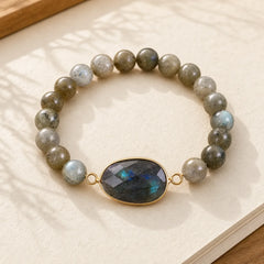 Natural Labradorite Moonstone Support Healing Beaded Bracelet featuring Labradorite, Moonstone
