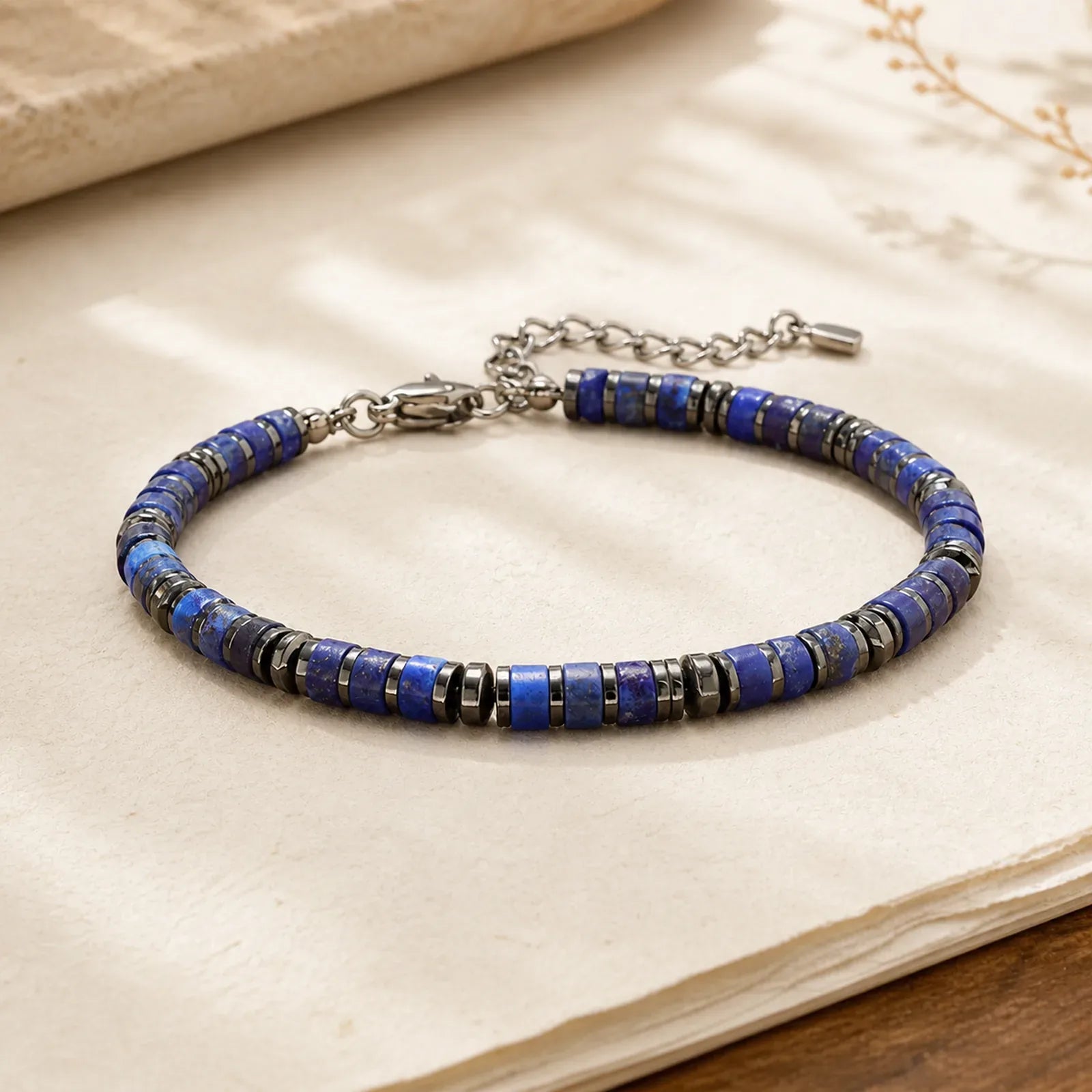 Natural Lapis Lazuli Amethyst Frosted Stone Protective Bead Bracelet featuring Amethyst, Frosted Stone, Lapis Lazuli (Lazurite)