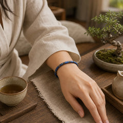 Natural Lapis Lazuli Amethyst Frosted Stone Protective Bead Bracelet featuring Amethyst, Frosted Stone, Lapis Lazuli (Lazurite)