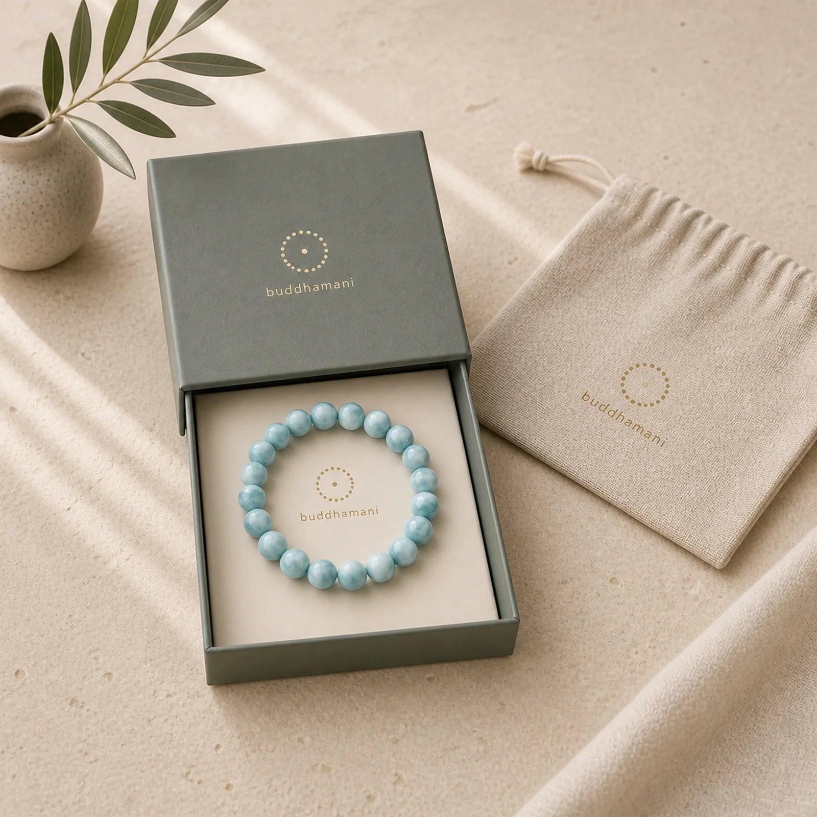 Natural Larimar Wisdom Confidence Bracelet featuring Larimar