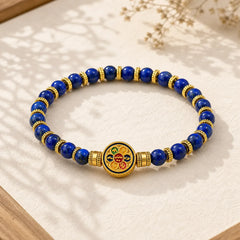 Natural Lazurite Om Mani Padme Hum Bead Balance Bracelet featuring Lapis Lazuli (Lazurite), Om Mani Padme Hum, Om