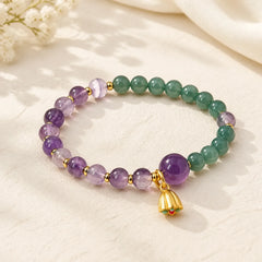 Natural Lotus Amethyst Jade Balance Bracelet featuring Lotus, Amethyst, Jade