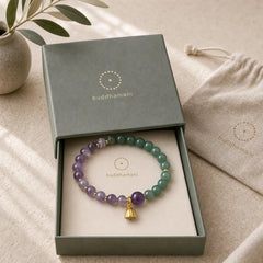 Natural Lotus Amethyst Jade Balance Bracelet featuring Lotus, Amethyst, Jade