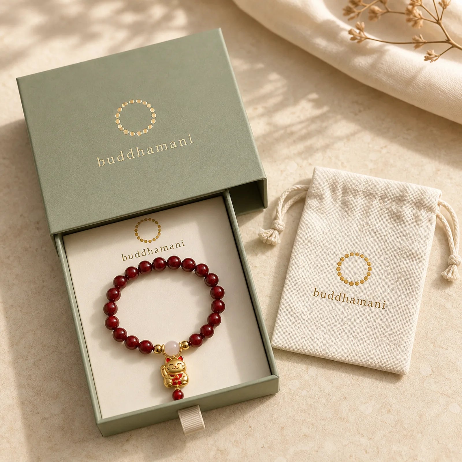 Natural Lucky Cat Pendant Cinnabar Blessing Bracelet featuring Cinnabar
