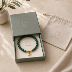 Natural Malachite Pearl Lucky Bamboo Anti-Anxiety Bracelet featuring Malachite, Pearl, Bamboo