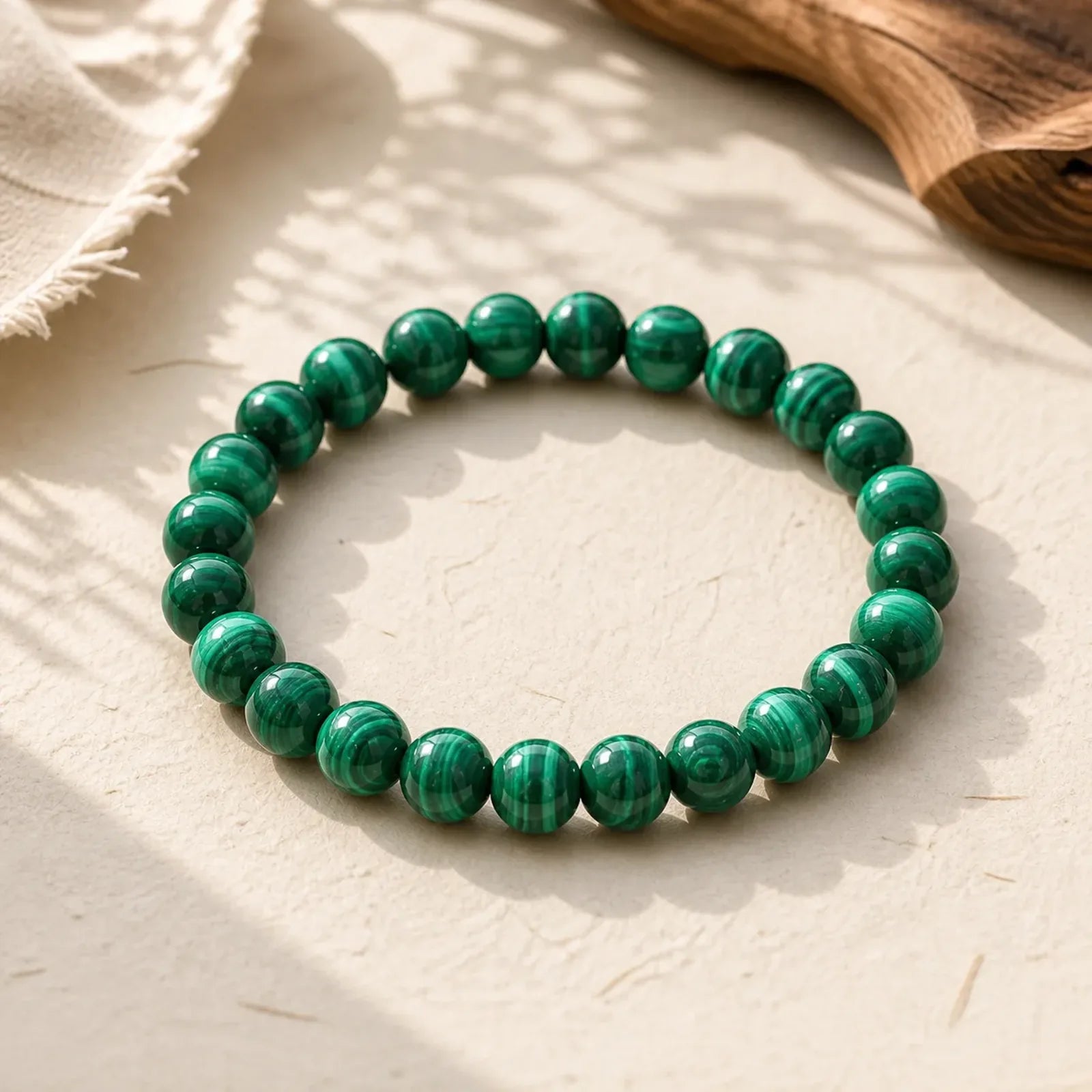 Natural Malachite Protection Calmness Bracelet featuring Malachite