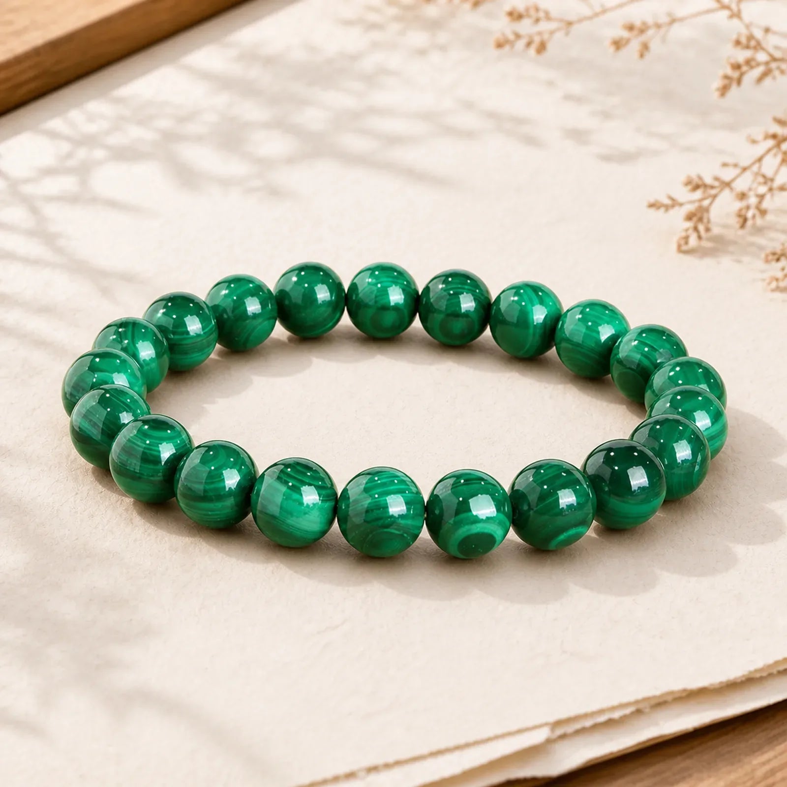 Natural Malachite Protection Calmness Bracelet featuring Malachite
