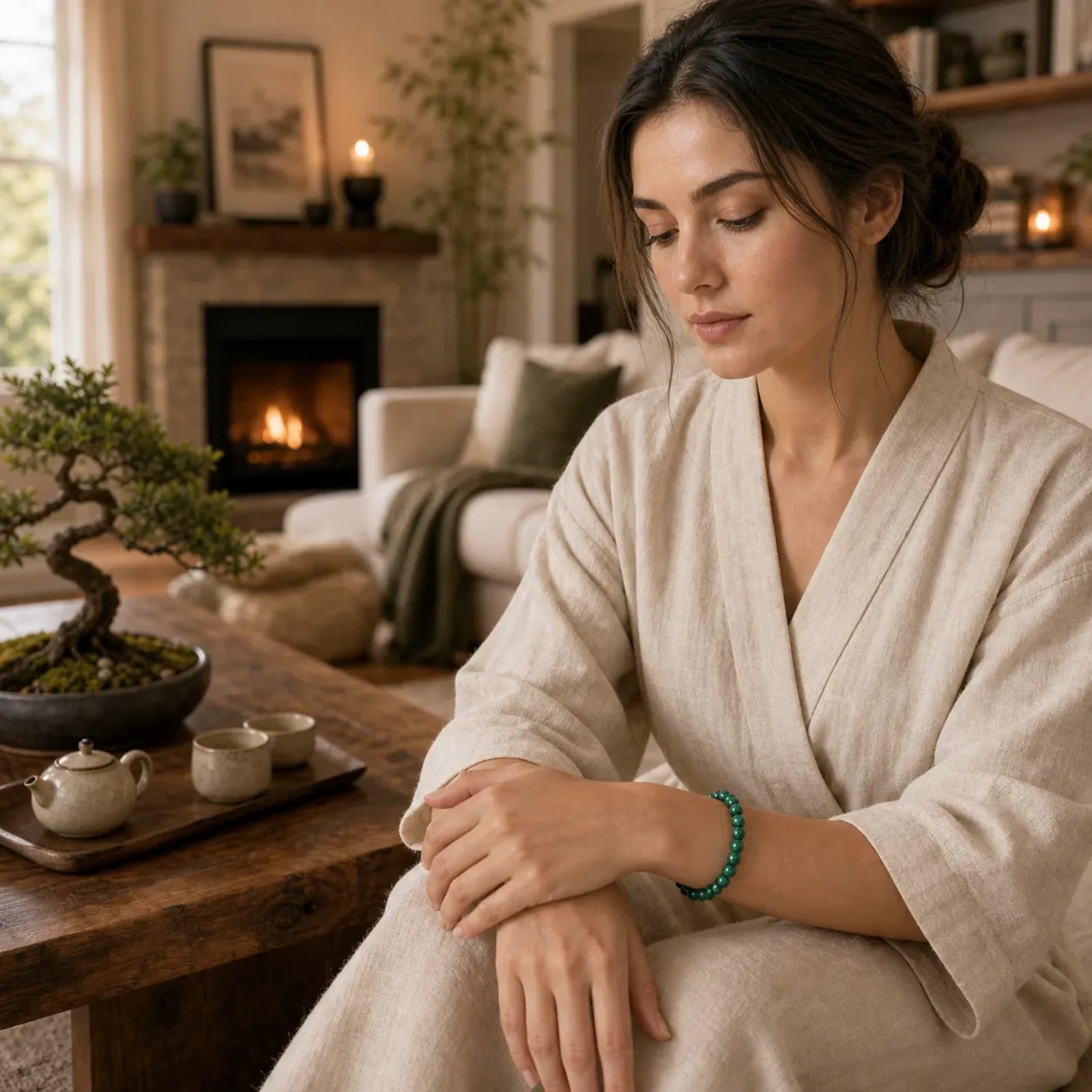 Natural Malachite Protection Calmness Bracelet featuring Malachite
