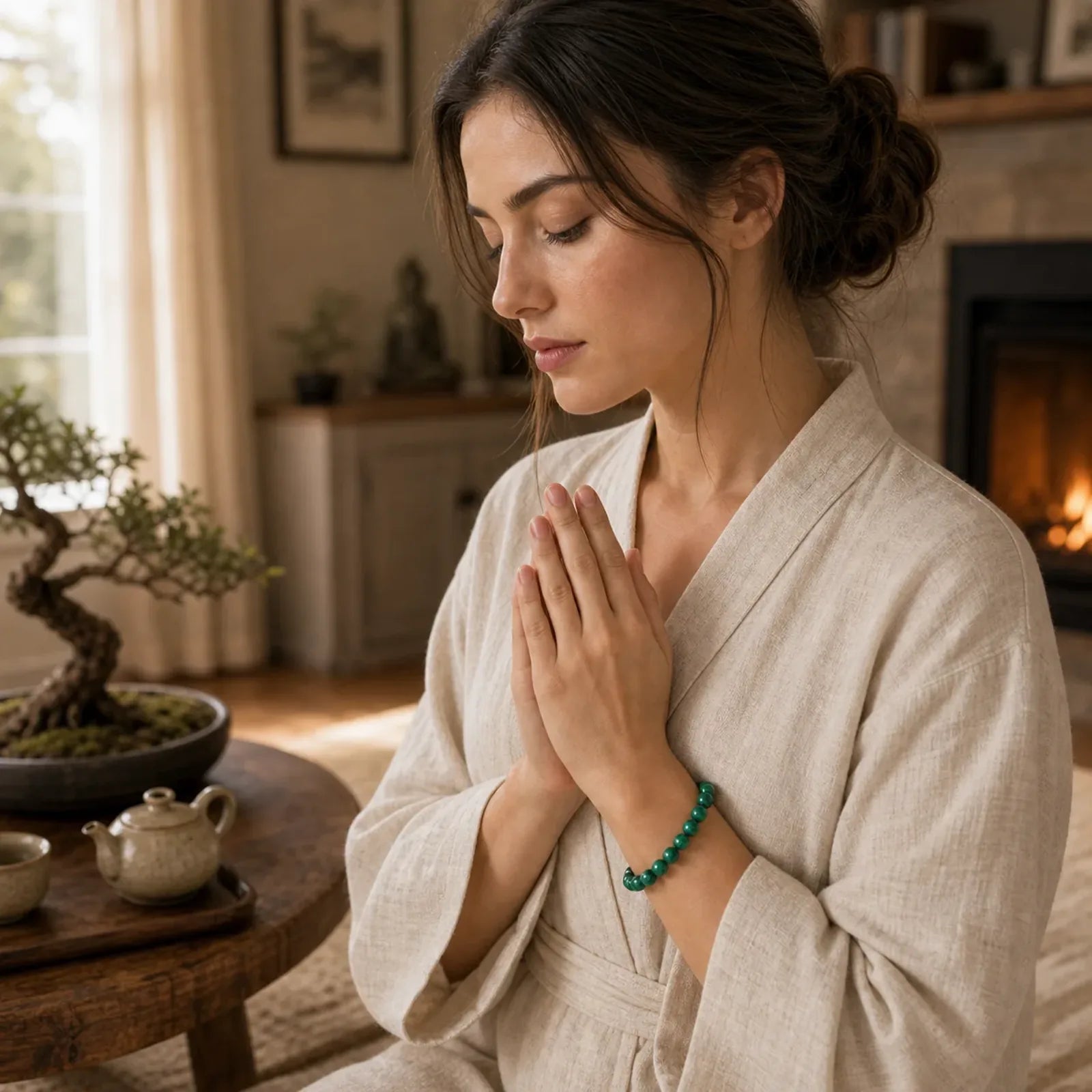 Natural Malachite Protection Calmness Bracelet featuring Malachite