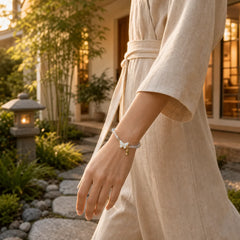 Natural Moonstone Butterfly Bamboo Healing String Bracelet featuring Moonstone, Butterfly, Bamboo