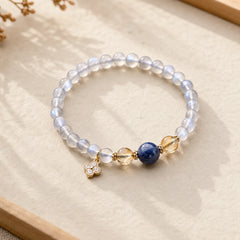 Natural Moonstone Flower Chram Healing Beads Bracelet featuring Moonstone, Kyanite, Citrine