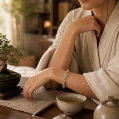 Natural Moonstone Heitan Jade Peace Buckle Healing Bracelet featuring Moonstone, Jade, Peace Buckle