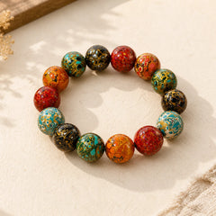 Natural Multicolored Lacquer Beads Calm Bracelet featuring