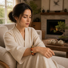 Natural Multicolored Lacquer Beads Calm Bracelet featuring