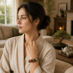Natural Multicolored Lacquer Beads Calm Bracelet featuring