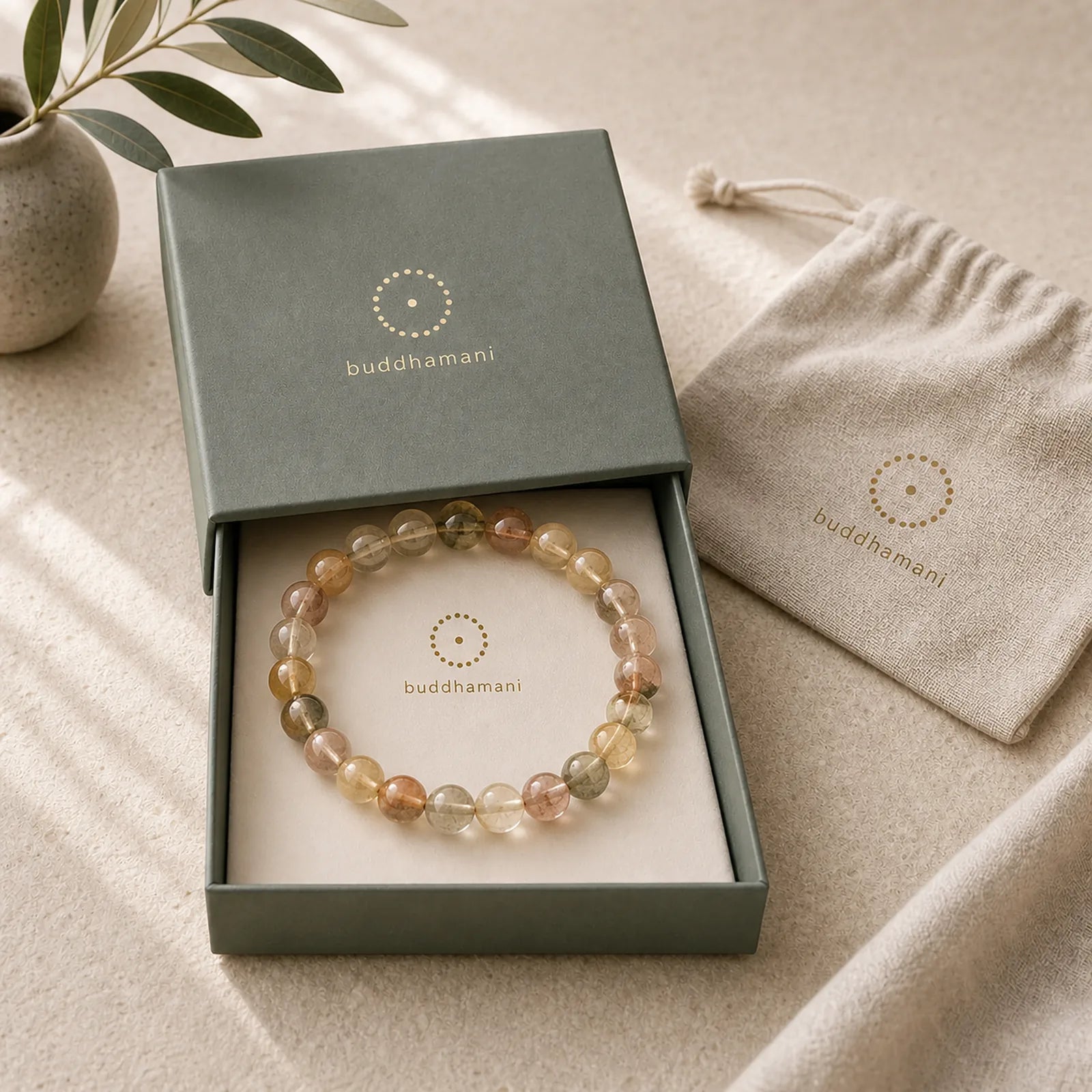 Natural Multicolored Rutilated Quartz Spiritual Growth Bracelet featuring Rutilated Quartz
