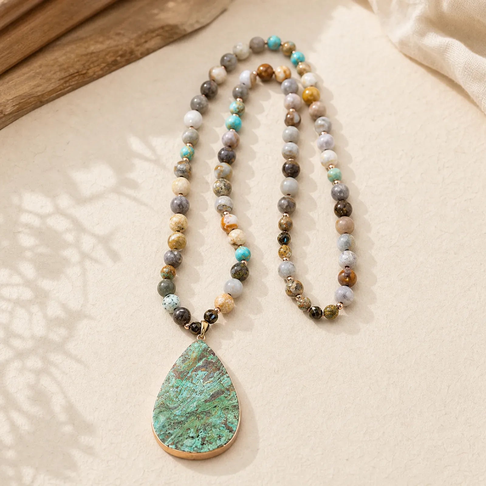 Natural Ocean Picasso Jasper Beaded Healing Neckace featuring Picasso Jasper, Sea Sediment Jasper, Picture Jasper