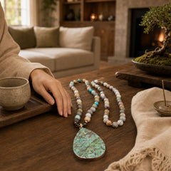 Natural Ocean Picasso Jasper Beaded Healing Neckace featuring Picasso Jasper, Sea Sediment Jasper, Picture Jasper
