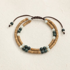 Natural Olive Pit Bamboo Pattern Hetian Jade Beads Luck Bracelet featuring Olive Pit, Bamboo, Jade