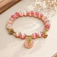 Natural Peace Buckle Gradient Pink Cat's Eye Yanyuan Agate Peace Bracelet featuring Peace Buckle, Cat's Eye / Chrysoberyl, Yanyuan Agate