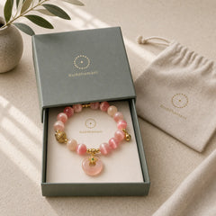 Natural Peace Buckle Gradient Pink Cat's Eye Yanyuan Agate Peace Bracelet featuring Peace Buckle, Cat's Eye / Chrysoberyl, Yanyuan Agate