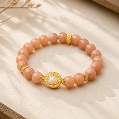 Natural Peach Moonstone Adjustable Soothing Bracelet featuring Peach Moonstone, Moonstone